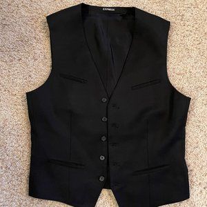 Express Mens Medium Black Adjustable Suit Vest